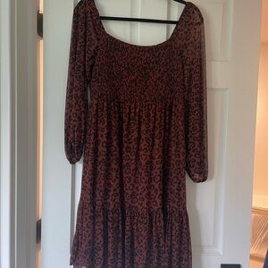Leopard Print Long Sleeve Dress